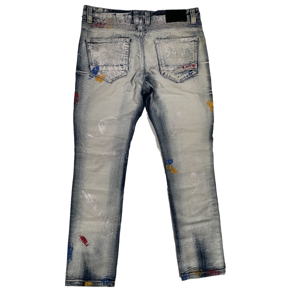 Smoke Rise Mens 36X32 Jeans Distressed Paint Splatter Original Vintage Denim - Picture 2 of 8